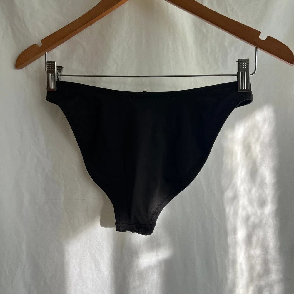 Skims Signature Swim Dipped Mid Coverage Bottom Onyx Black XS Bikini Bottoms